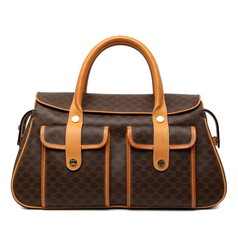 Celine Macadam Boston Bag Brown Leather