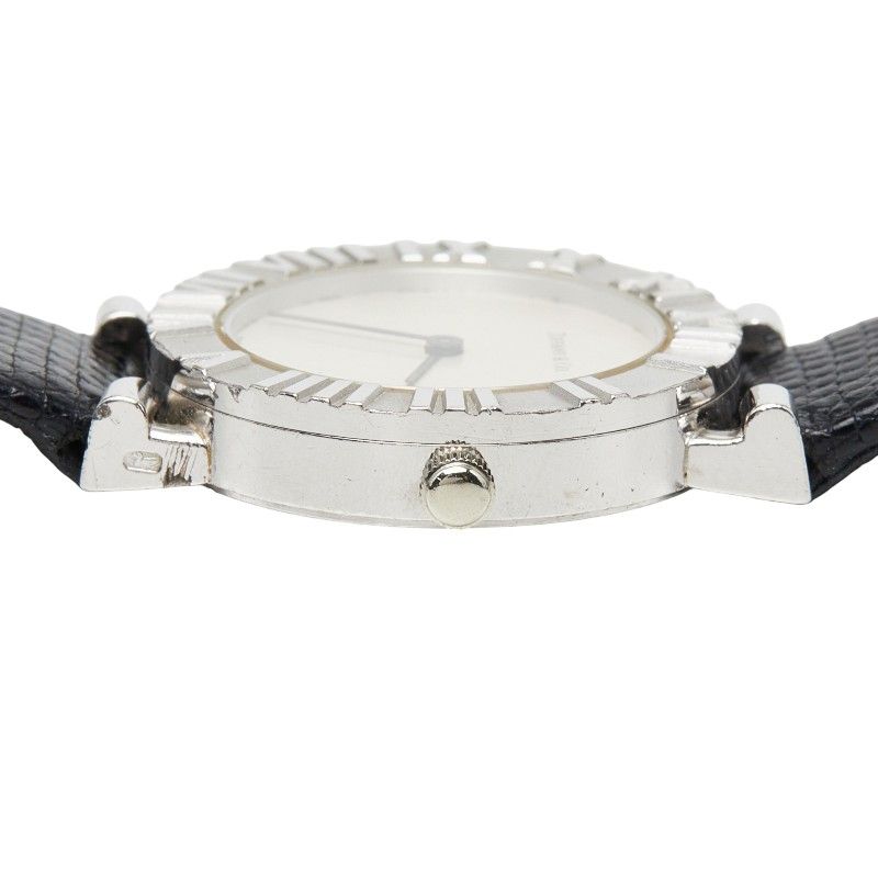 Tiffany & Co Atlas Watch Silver Black Leather — view 3