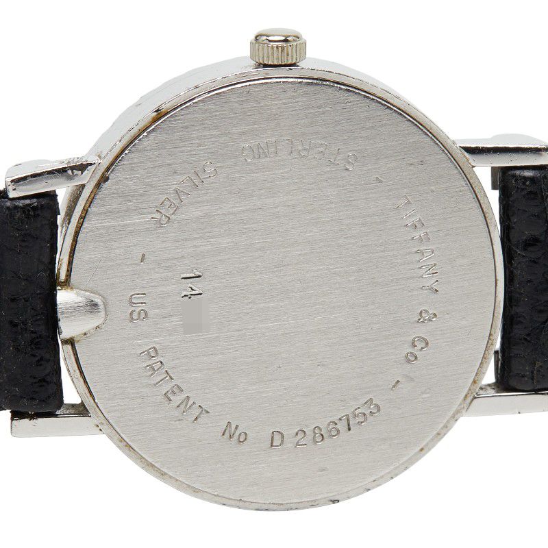 Tiffany & Co Atlas Watch Silver Black Leather — view 6