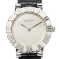 Tiffany & Co Atlas Watch Silver Black Leather