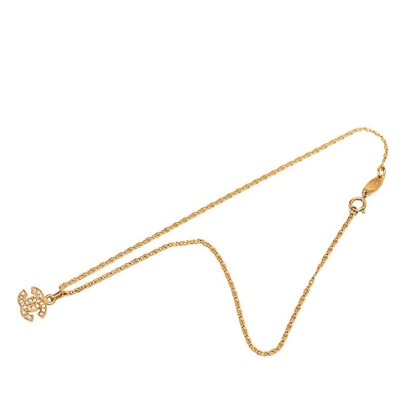 Chanel CC Logo Pendant Gold Rhinestone Plated — view 3