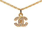Chanel CC Logo Pendant Gold Rhinestone Plated