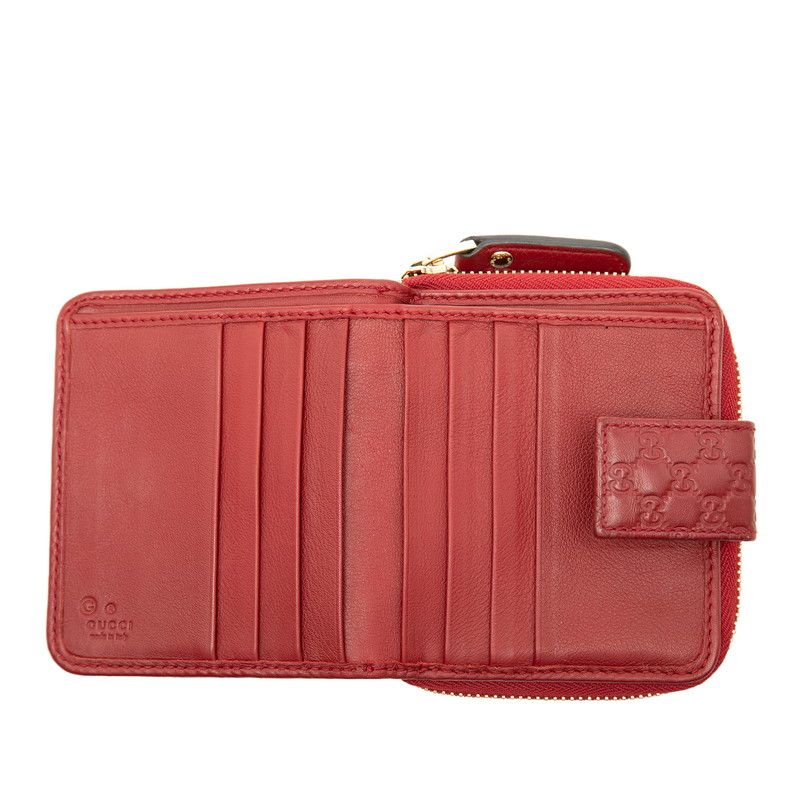 Gucci Micro Guccissima Bifold Wallet Compact Hook Red Leather — view 4