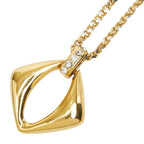 Saint Laurent Chain Square Pendant Gold Plated Rhinestone