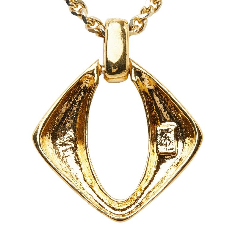 Saint Laurent Chain Square Pendant Gold Plated Rhinestone — view 3