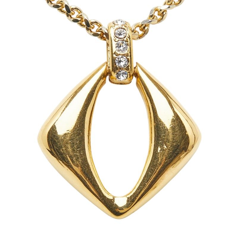 Saint Laurent Chain Square Pendant Gold Plated Rhinestone — view 2