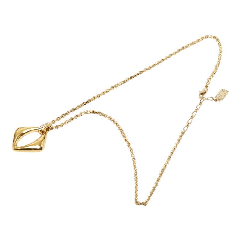 Saint Laurent Chain Square Pendant Gold Plated Rhinestone — view 4