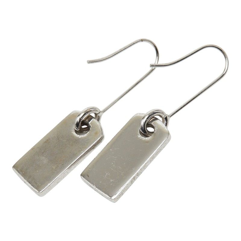 Dior Logo Plate Swing Earrings Silver Metal Rhinestone — view 3