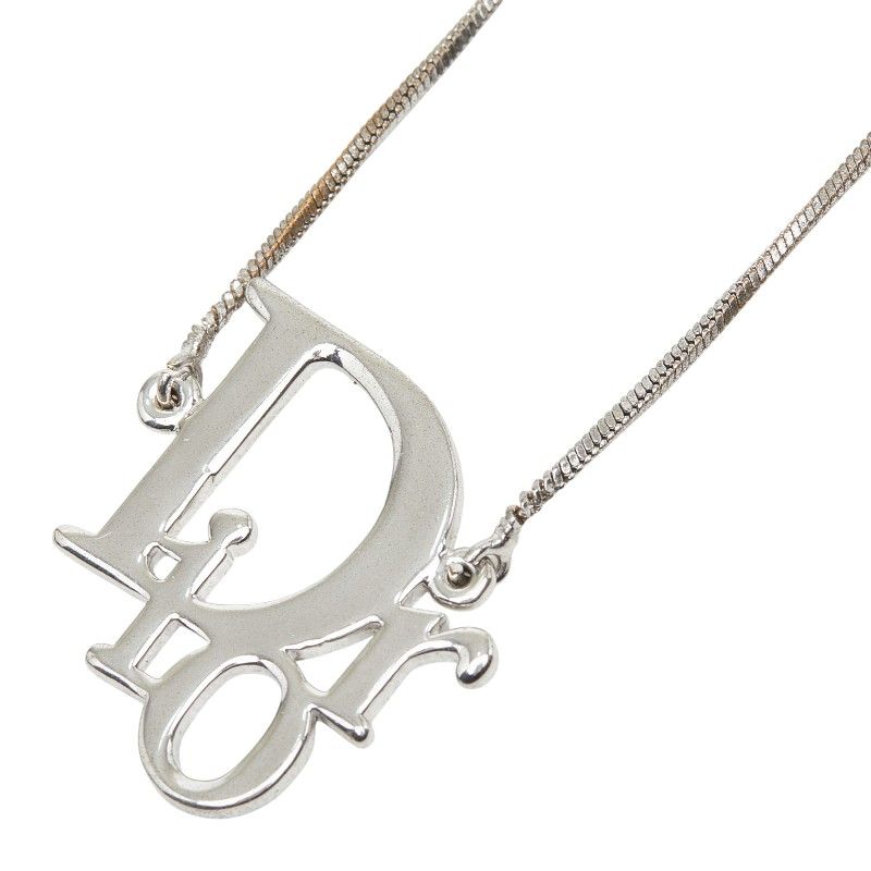 Dior Logo Chain Pendant Silver Metal