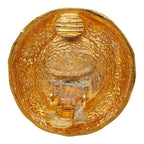 Chanel CC Logo Vintage Round Earrings Gold Brown Plated Tiger — view 4