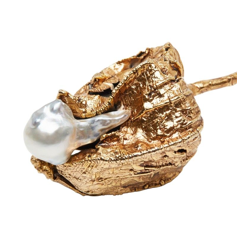 Dior Leaf Motif Chain Pendant Gold Plated Faux Pearl — view 5