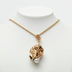 Dior Leaf Motif Chain Pendant Gold Plated Faux Pearl — view 8