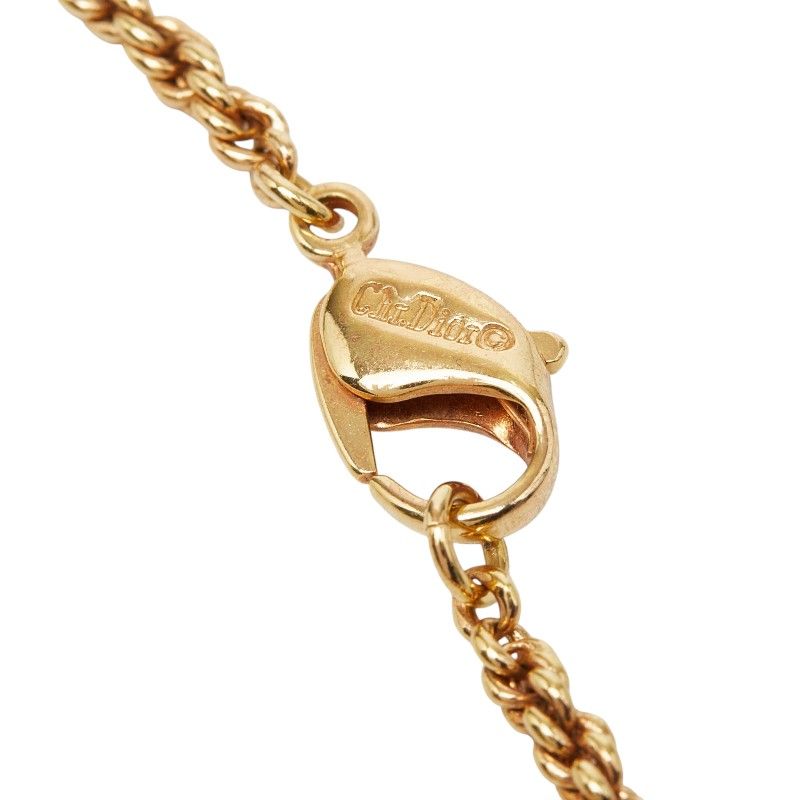 Dior Leaf Motif Chain Pendant Gold Plated Faux Pearl — view 7