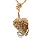 Dior Leaf Motif Chain Pendant Gold Plated Faux Pearl — view 3