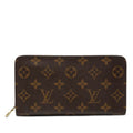 Louis Vuitton Monogram Porte-Monnaie Zip Around Wallet Brown Leather