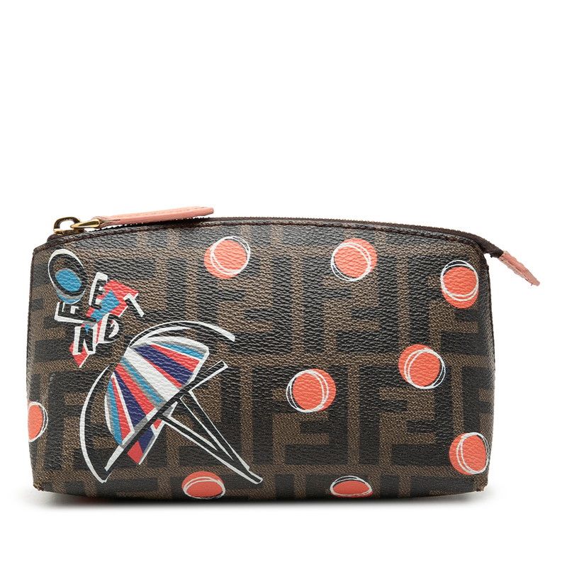 Fendi Zucca Velours Namochifu Pouch Brown Multicolor