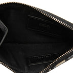 Dior Oblique Zip Card Holder Coin Case Fragment Beige Navy Jacquard — view 4