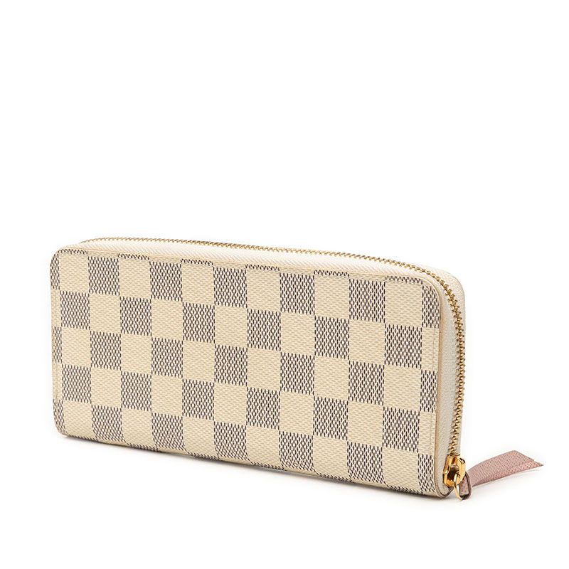 Louis Vuitton Damier Azur Portefeuille Clemence Zip Around Wallet White Rose — view 2