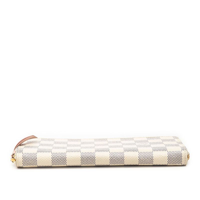 Louis Vuitton Damier Azur Portefeuille Clemence Zip Around Wallet White Rose — view 3