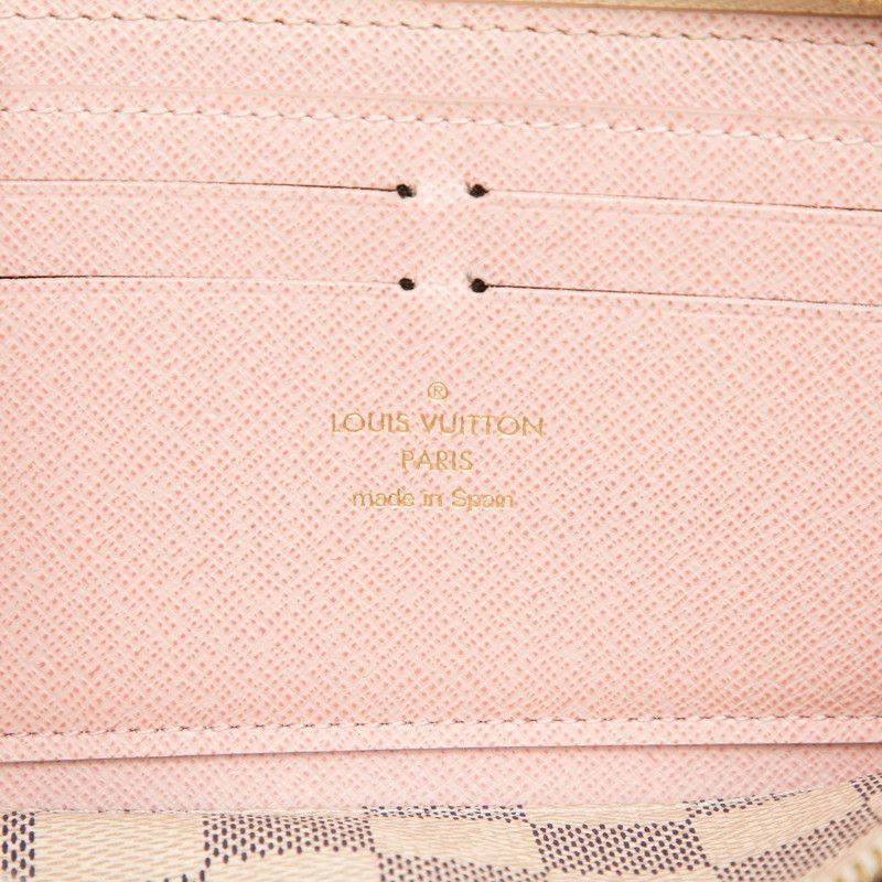 Louis Vuitton Damier Azur Portefeuille Clemence Zip Around Wallet White Rose — view 5