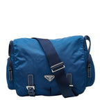 Prada Tessuto Crossbody Shoulder Bag Messenger Blue Nylon Leather — view 2