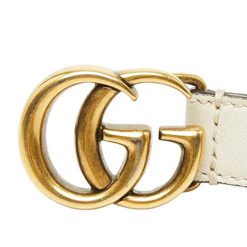 Gucci GG Marmont 75 30 White Ivory Leather Belt — view 4