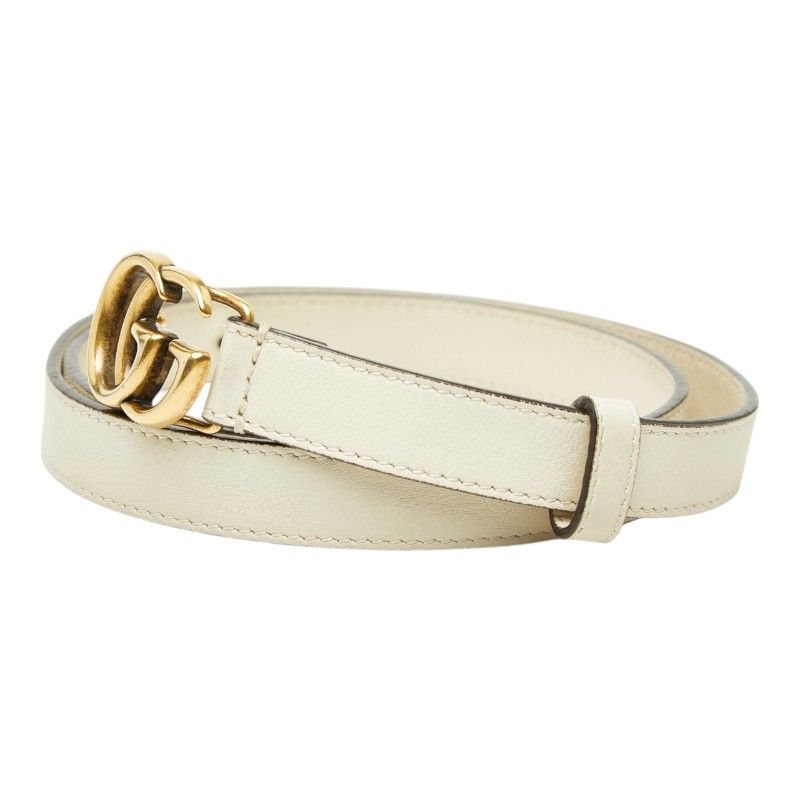 Gucci GG Marmont 75 30 White Ivory Leather Belt — view 2