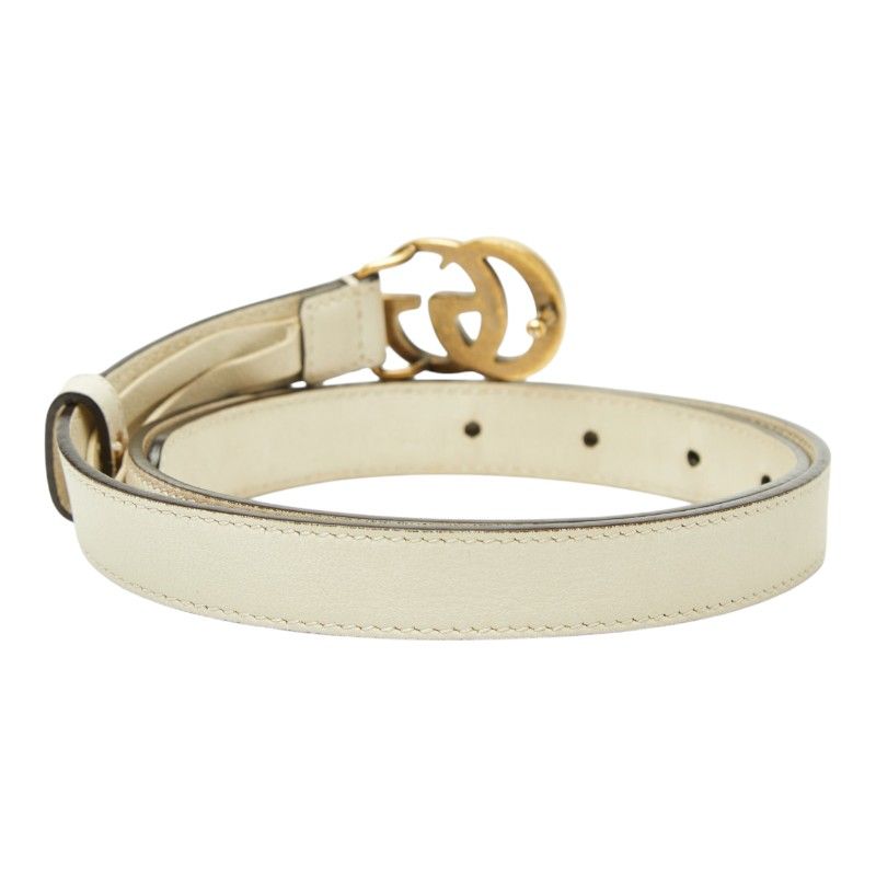 Gucci GG Marmont 75 30 White Ivory Leather Belt — view 3