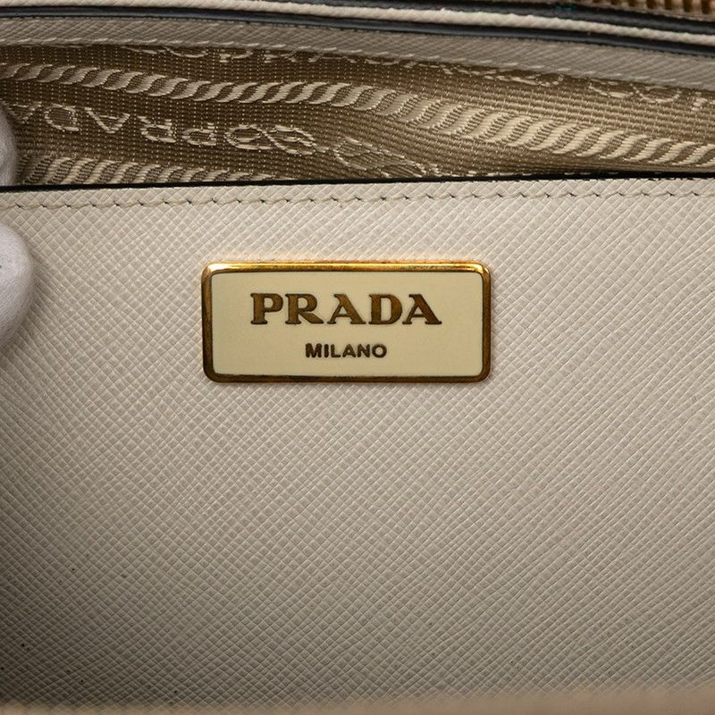Prada Galleria 2-Way Shoulder Bag Navy Ivory Beige Saffiano Leather — view 5