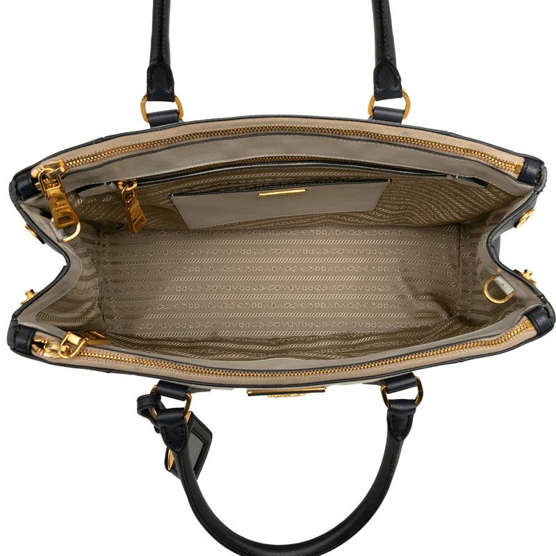 Prada Galleria 2-Way Shoulder Bag Navy Ivory Beige Saffiano Leather — view 4