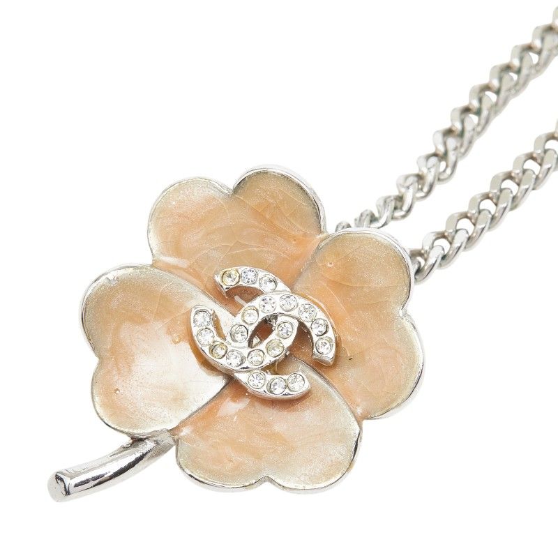 Chanel CC Logo Chain Pendant 04 Silver Metal Rhinestone