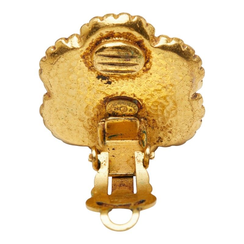 Chanel CC Logo Flower Motif Vintage Earrings Gold Plated — view 5