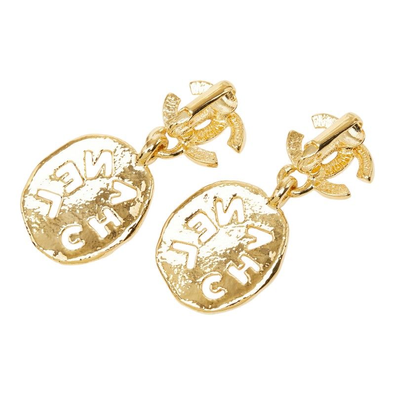 Chanel CC Logo Vintage Earrings Gold Plated — view 3