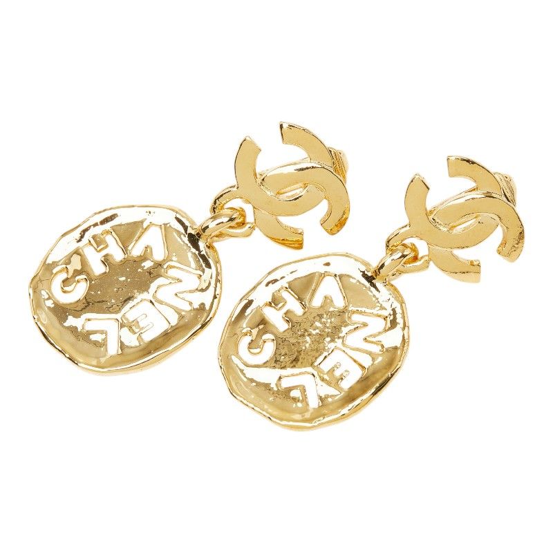 Chanel CC Logo Vintage Earrings Gold Plated — view 2