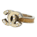 Chanel CC Logo Ring Silver White Faux Pearl Rhinestone Metal — view 2