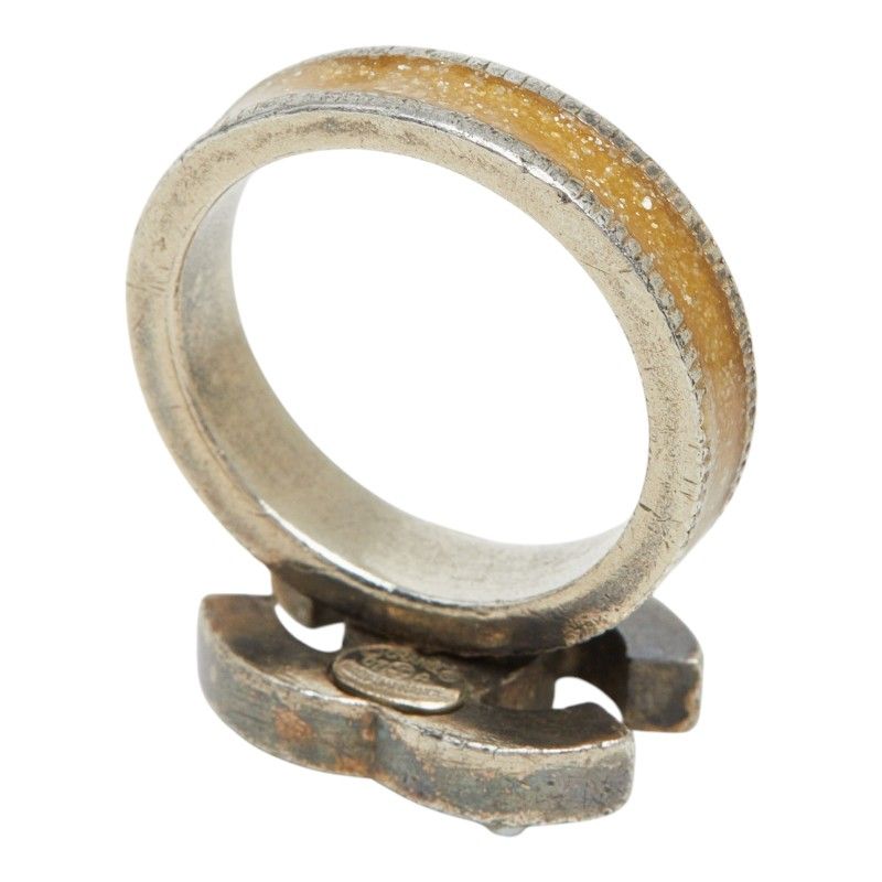 Chanel CC Logo Ring Silver White Faux Pearl Rhinestone Metal — view 5