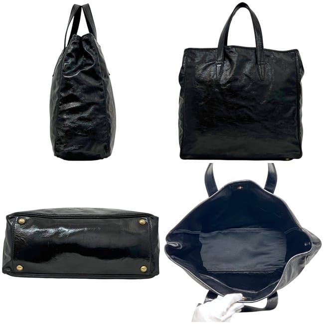 Saint Laurent Tote Black Mail Patent Leather YSL Lightweight — view 2