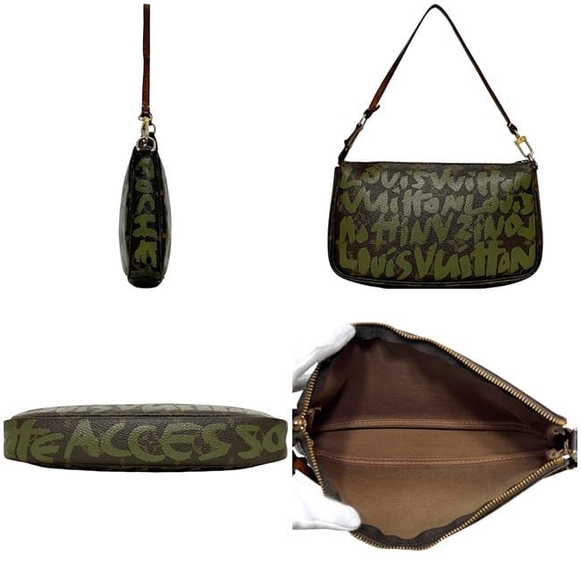 Louis Vuitton Pouch Pochette Accessoire Brown Khaki Green Monogram Graffiti — view 2