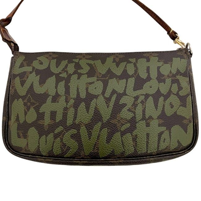 Louis Vuitton Pouch Pochette Accessoire Brown Khaki Green Monogram Graffiti — view 7