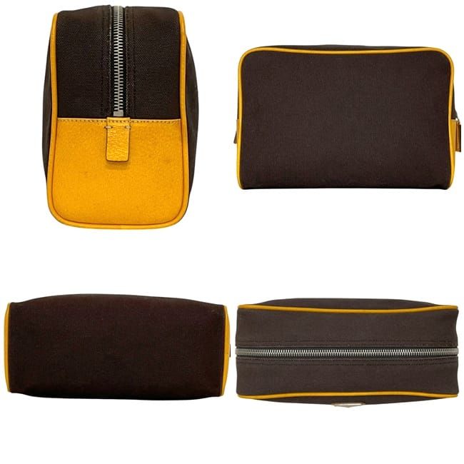 Prada Pouch Second Brown Orange Canvas Leather 113 Fastener — view 2
