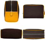 Prada Pouch Second Brown Orange Canvas Leather 113 Fastener — view 2
