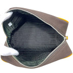 Prada Pouch Second Brown Orange Canvas Leather 113 Fastener — view 3