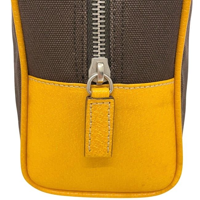 Prada Pouch Second Brown Orange Canvas Leather 113 Fastener — view 9