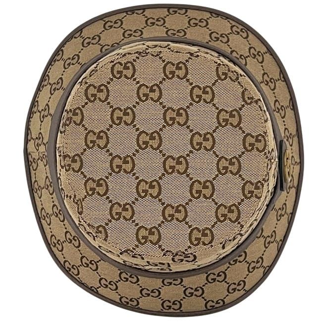 Gucci Bucket Hat Fedora Hat Beige Brown GG Marmont Hat S Canvas Leather — view 2