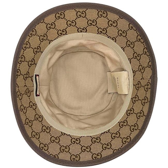 Gucci Bucket Hat Fedora Hat Beige Brown GG Marmont Hat S Canvas Leather — view 3