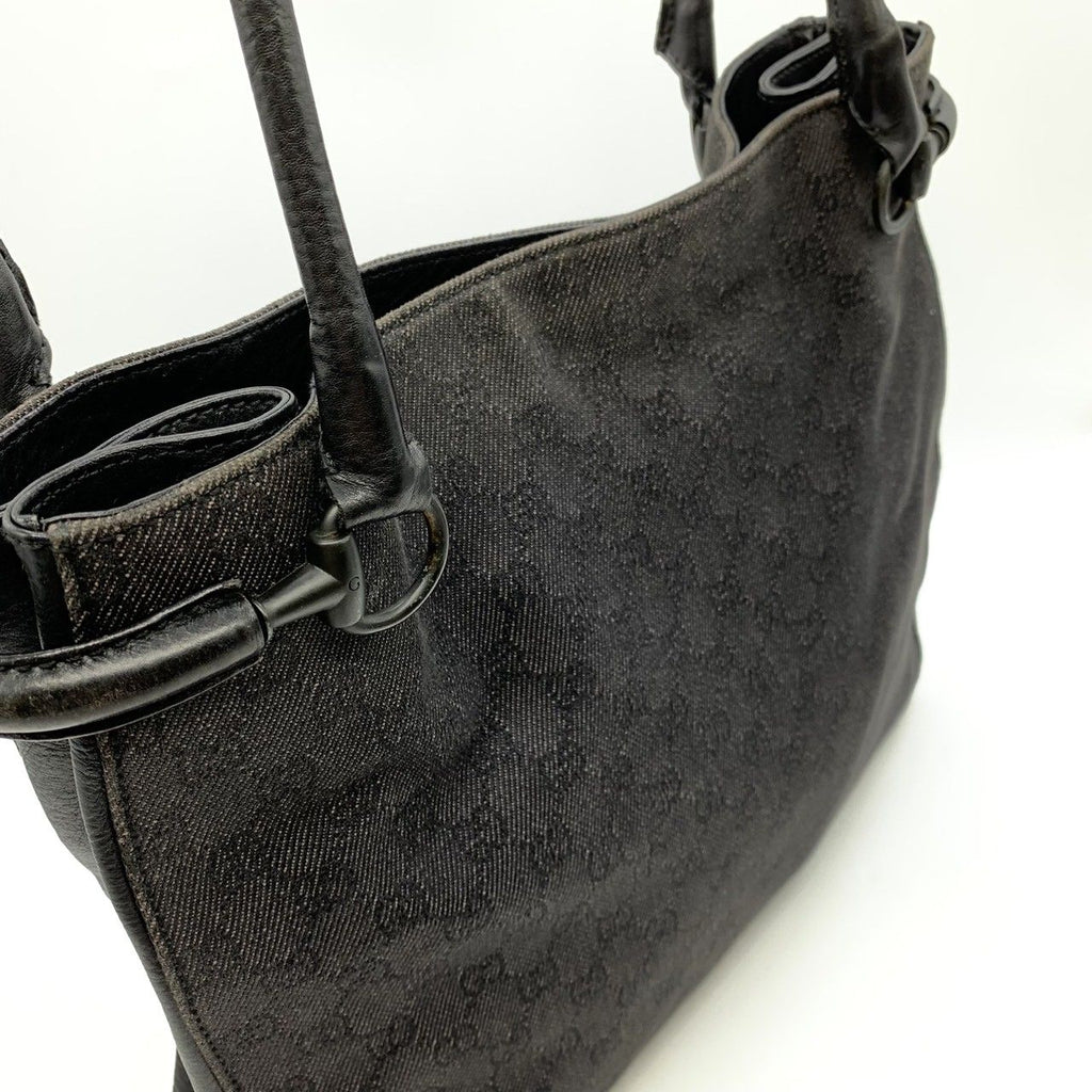 Gucci Tote Shoulder Bag GG Canvas Black — view 2