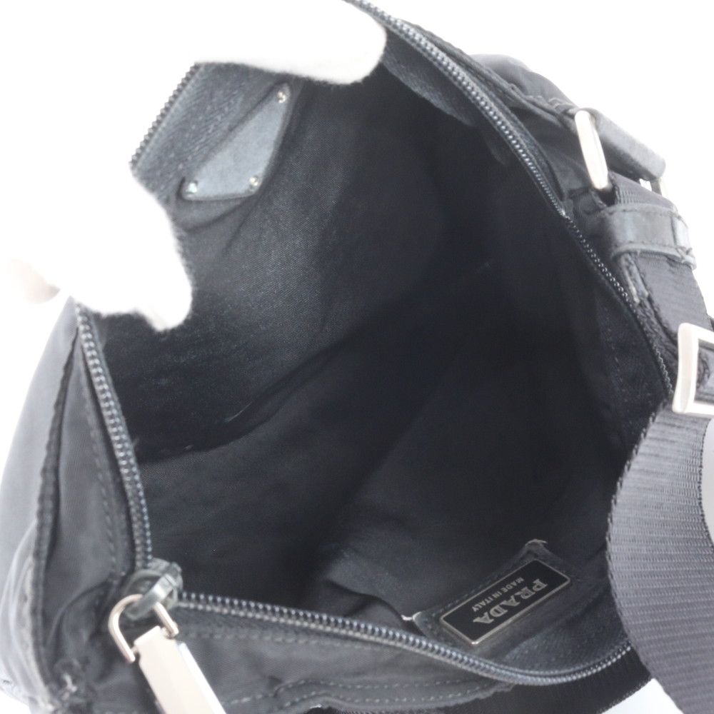 Prada Tessuto Nylon Triangle Logo Leather Shoulder Bag Crossbody Messenger — view 7