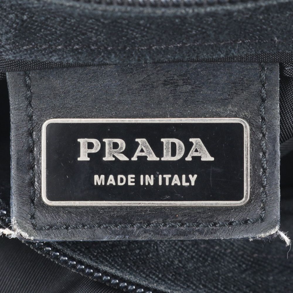 Prada Tessuto Nylon Triangle Logo Leather Shoulder Bag Crossbody Messenger — view 9