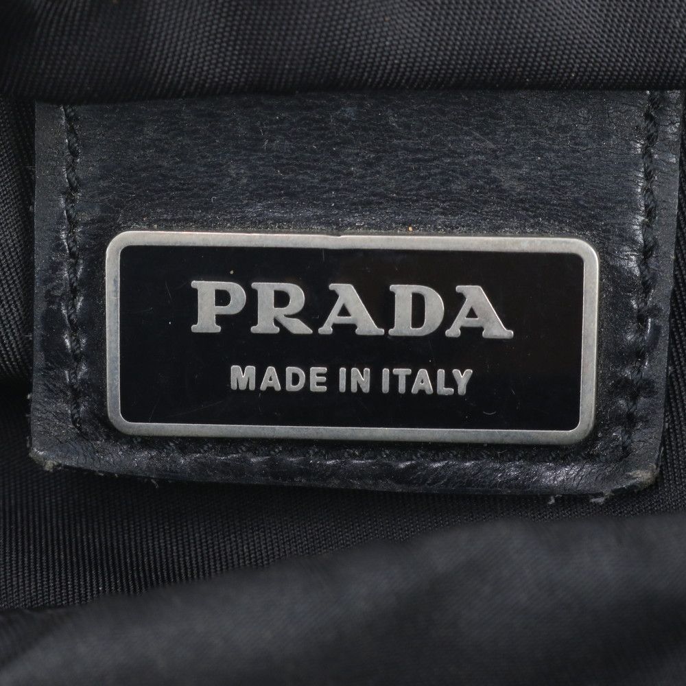 Prada Tessuto Nylon Triangle Logo Leather Shoulder Bag Crossbody Messenger — view 8