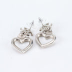 Chanel CC Logo Heart Earrings Silver Rhinestone — view 6